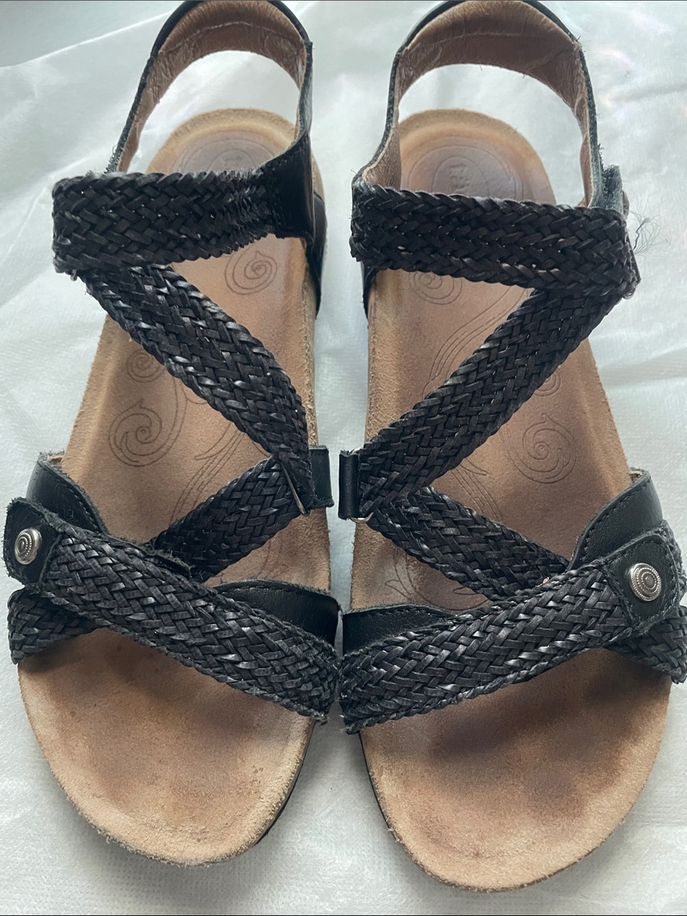 Taos Women’s Braided Strappy Black leather Sandals